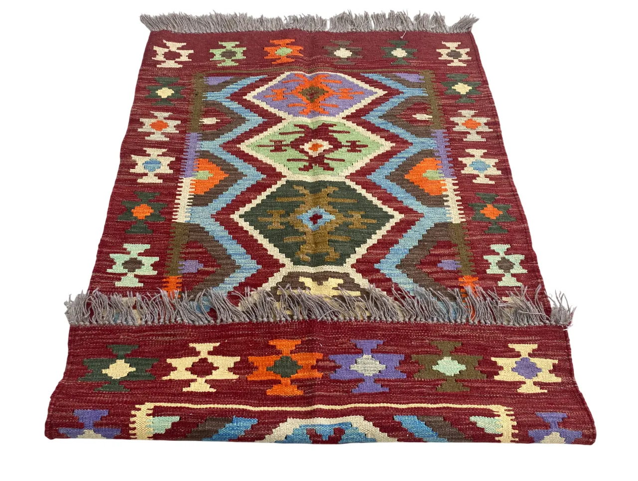 3x5 Afghan Geometric Handwoven Kilim Flatweave Rug photo for sale