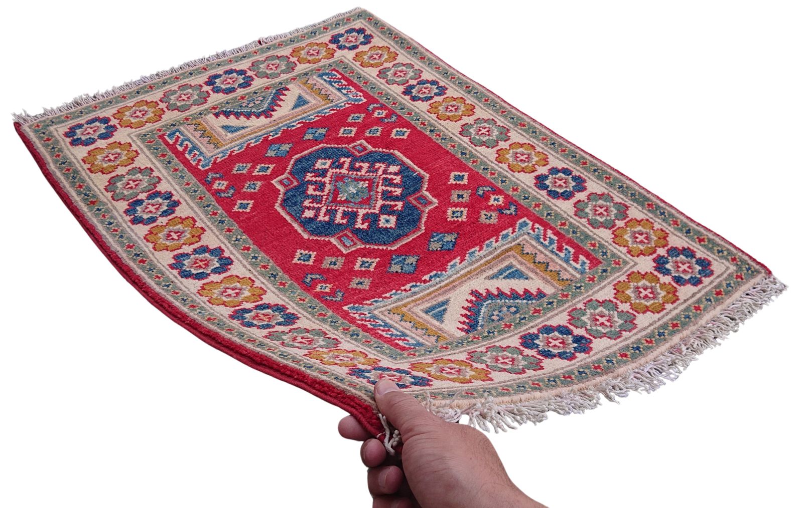 2x3 Colourful Kazak Afghan Traditional Hand Knotted Rug photo furniture