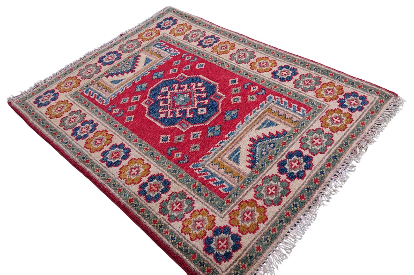 2x3 Colourful Kazak Afghan Traditional Hand Knotted Rug photo vinterior