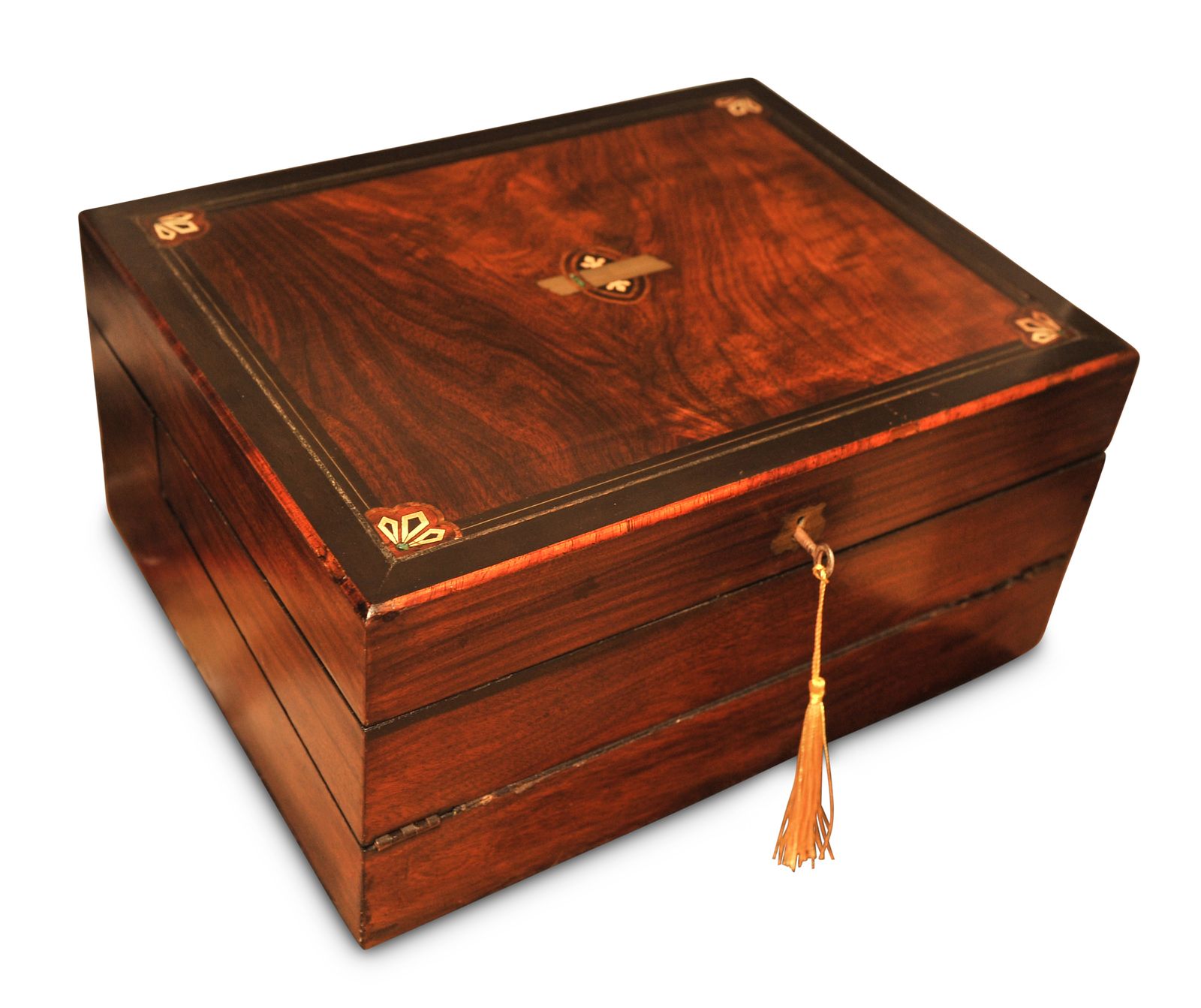 Elegant 19th Century Victorian Flame Mahogany Decorative Inlaid Writing Slope With Black Ebonised Accents With A Tooled Leather Interior photo furniture