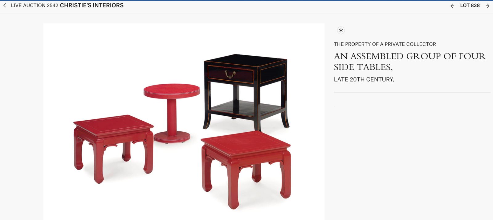A Pair Of Chinese Style Square Red Lacquered Low Sofa Tables Christies photo Furniture