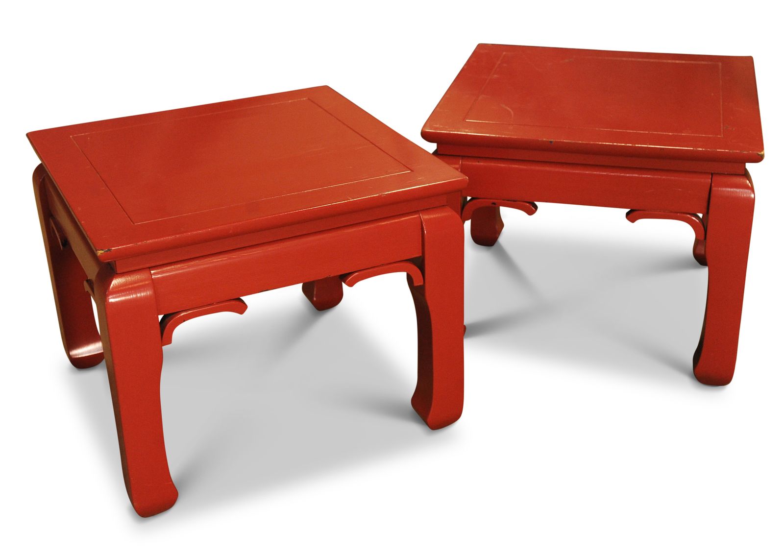 A Pair Of Chinese Style Square Red Lacquered Low Sofa Tables Christies photo 1920.0