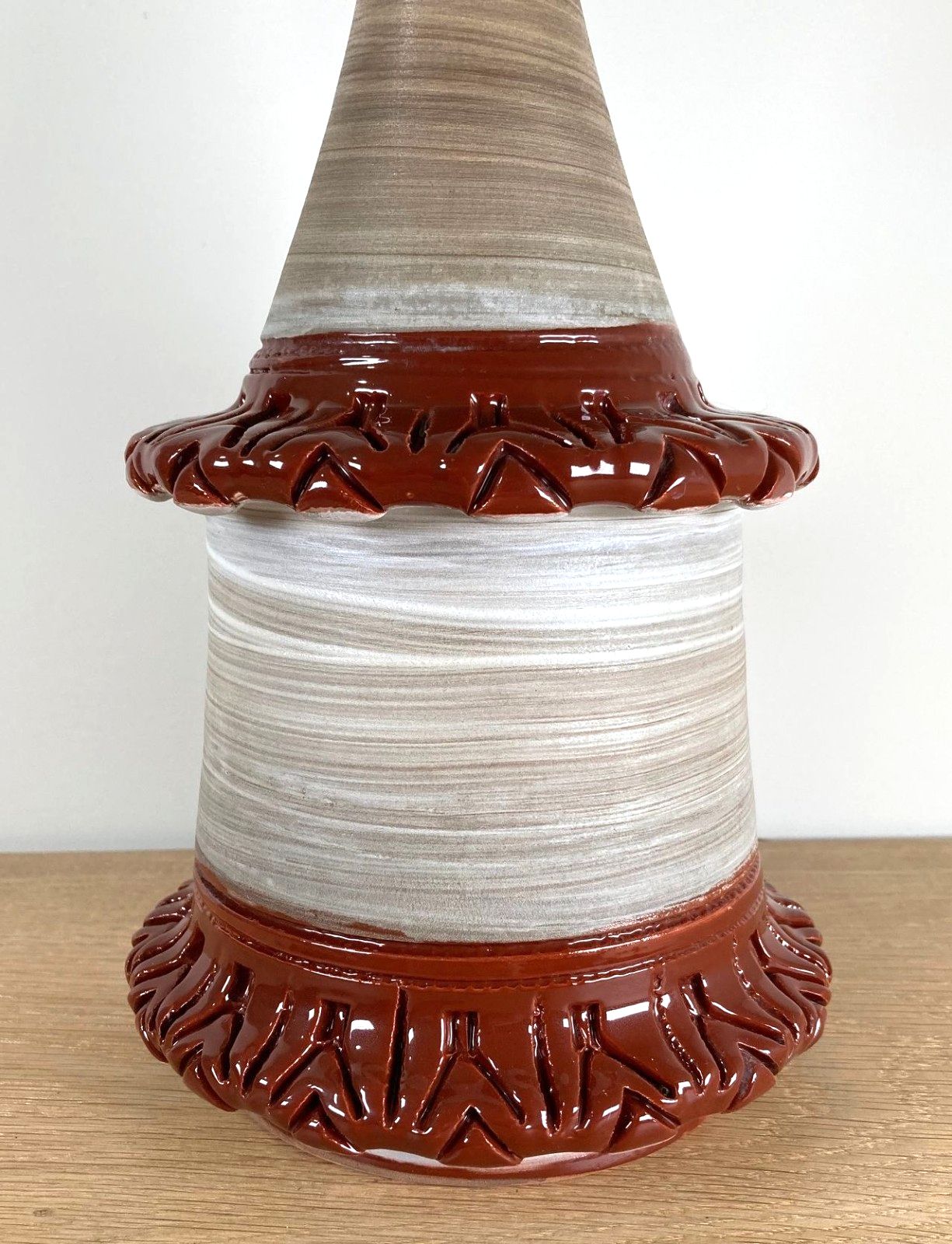 Vintage Italian Pottery Lamp Base Mid Century Fancuillacci H36cm photo vinterior