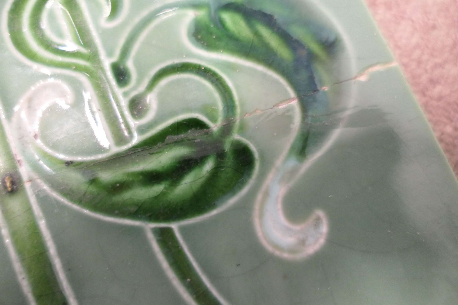 A Set Of 8 Art Nouveau Embossed Ceramic Tiles photo vinterior