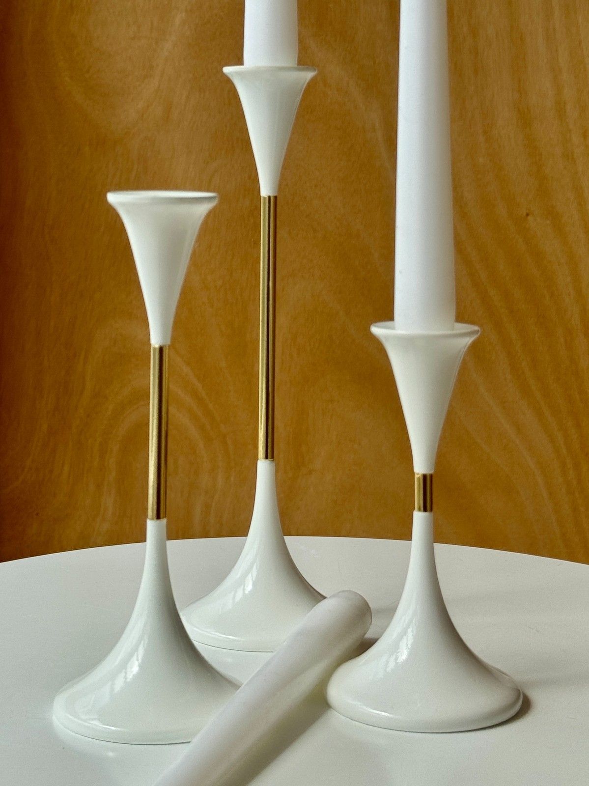 photo for sale Rare 1970s Space Age Clear Drops Trio By Freddie Andersen In White & Gold, Boxed