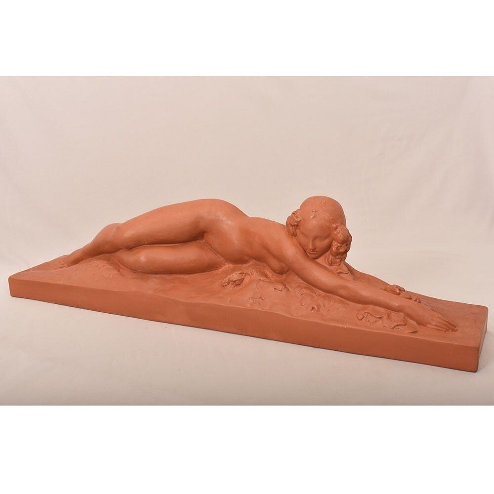 Art Déco Sculpture, Terracotta, Nude Of Young Lying Woman, Amedeo Gennarelli, XX. (Stte97) photo 1600.0