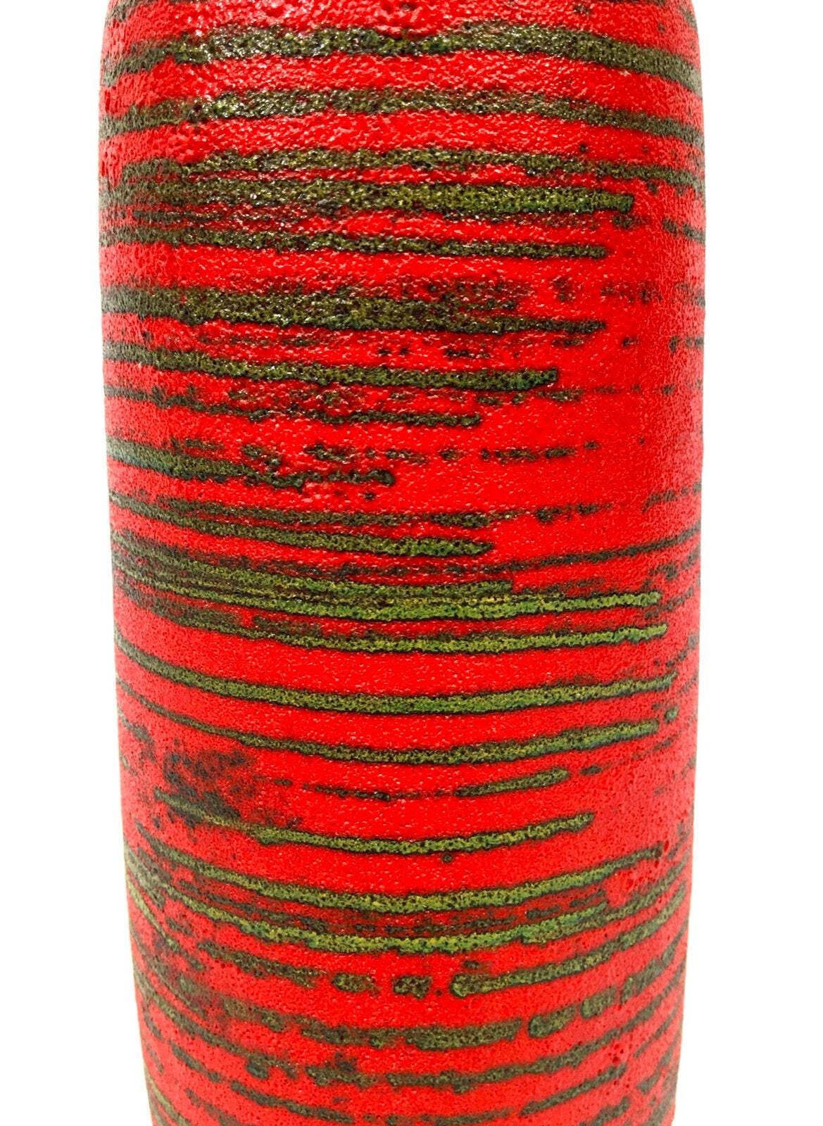 Vintage West German Scheurich Pottery Vase Red And Green Retro 1970's photo furniture