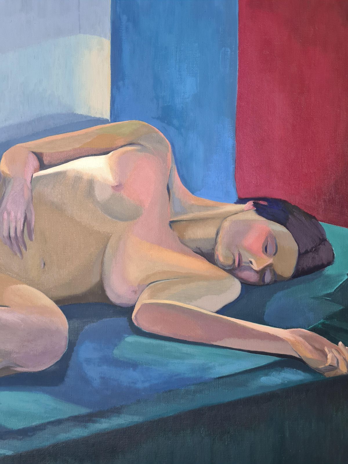 Colourful Large Female Nude, Femme Nue Allongée By Isabelle Pardoe photo for sale