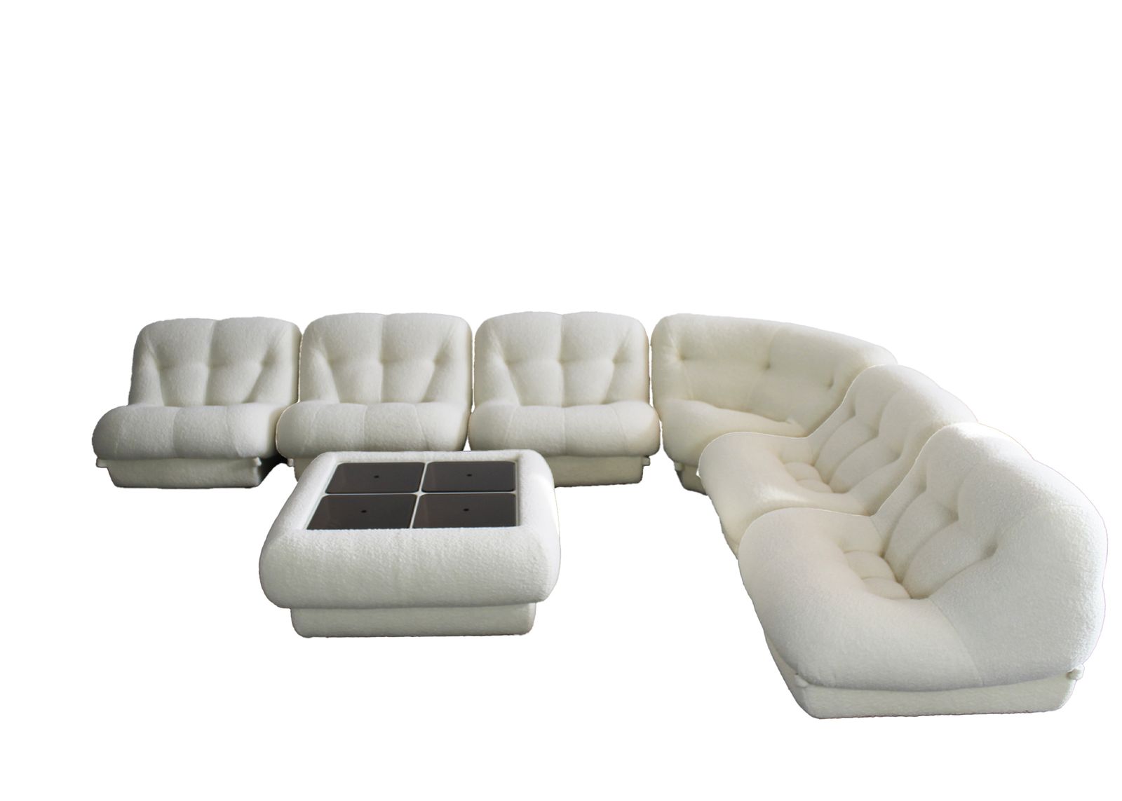 Rino Maturi Nuvolone Living Room Set In White Boucle By Mimo Padova 1970s Italy photo furniture