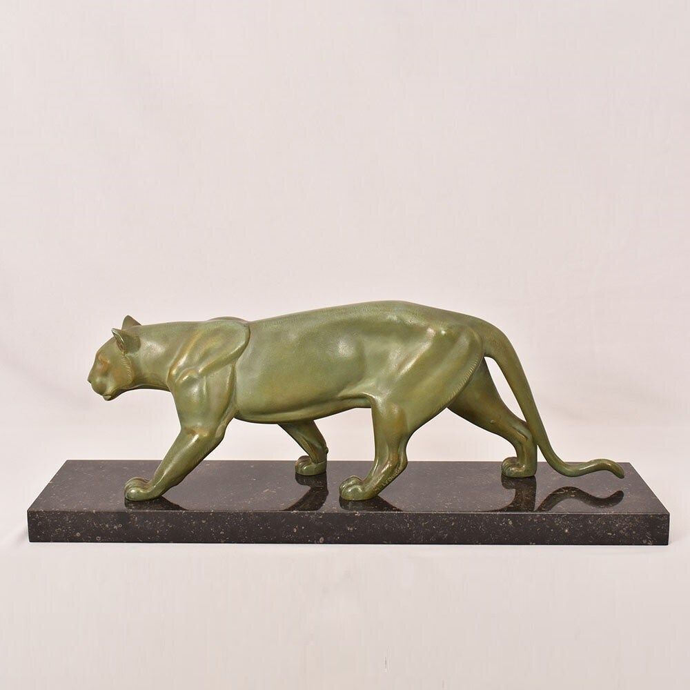 Antique Antimony Statues, Leducq Marcel, Art Déco, Panther. (Stan95) photo furniture
