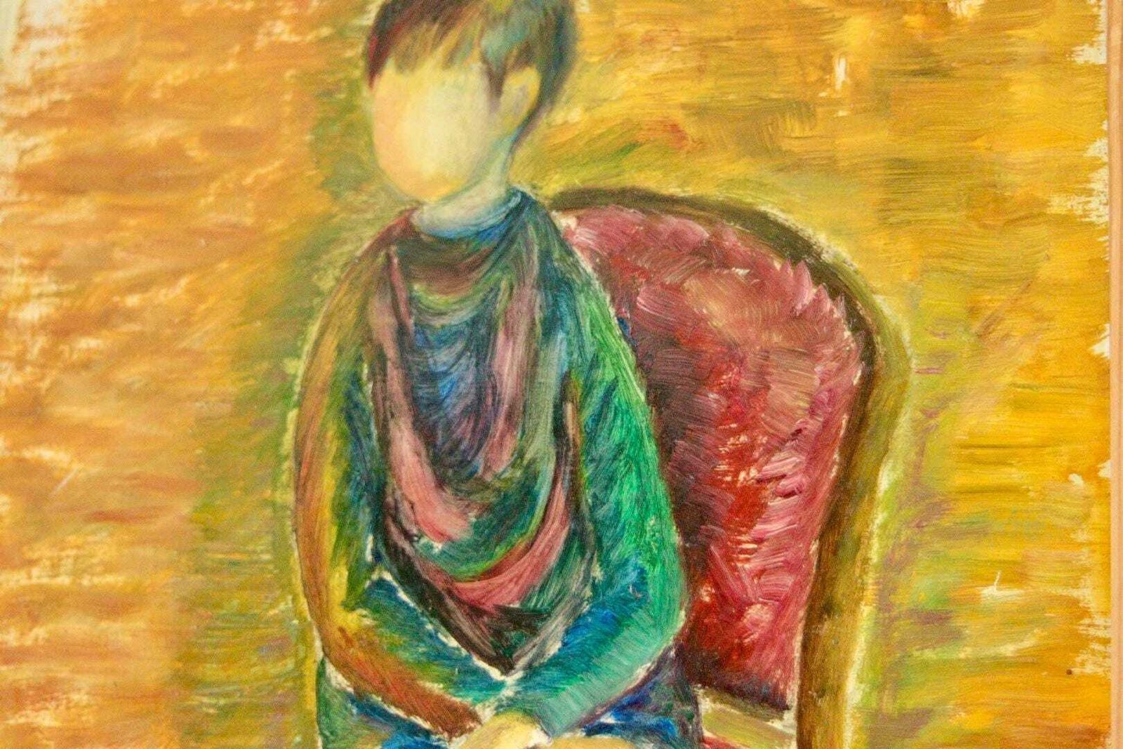 Original Vintage Oil On Panel – "Sitting Woman" Sir Falk 68 – Framed, 44.5 X 30.5 Cm (17.5" X 12") photo buy