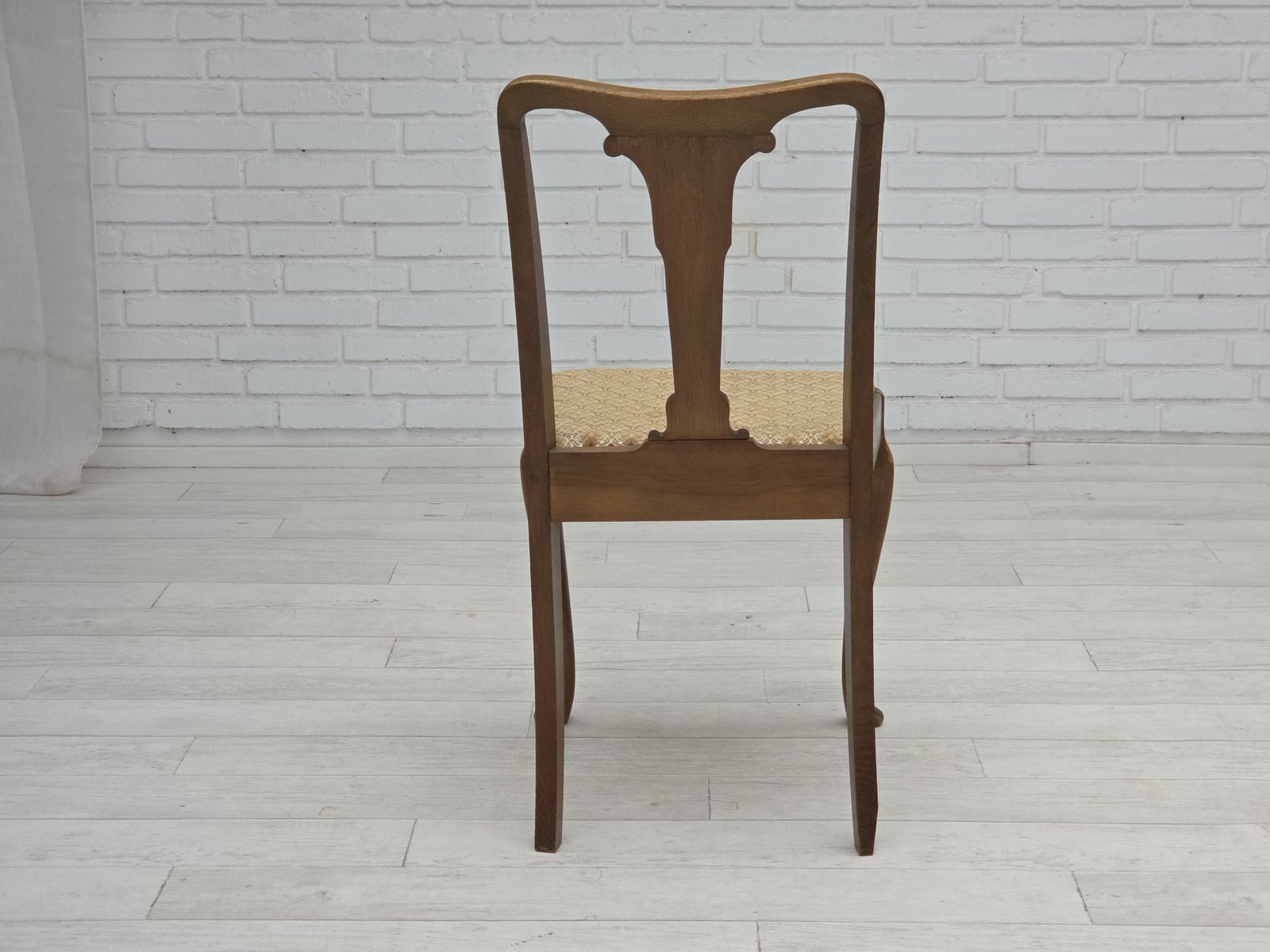 Furniture 1930s, Set Of 6 Danish Vintage Chairs, Furniture Velour, Oak Wood, Reupholstered. photo