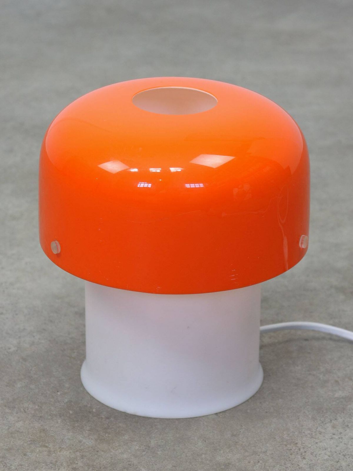 photo for sale Rare Orange Mushroom Table Lamp By Luigi Massoni For Guzzini, 1970s