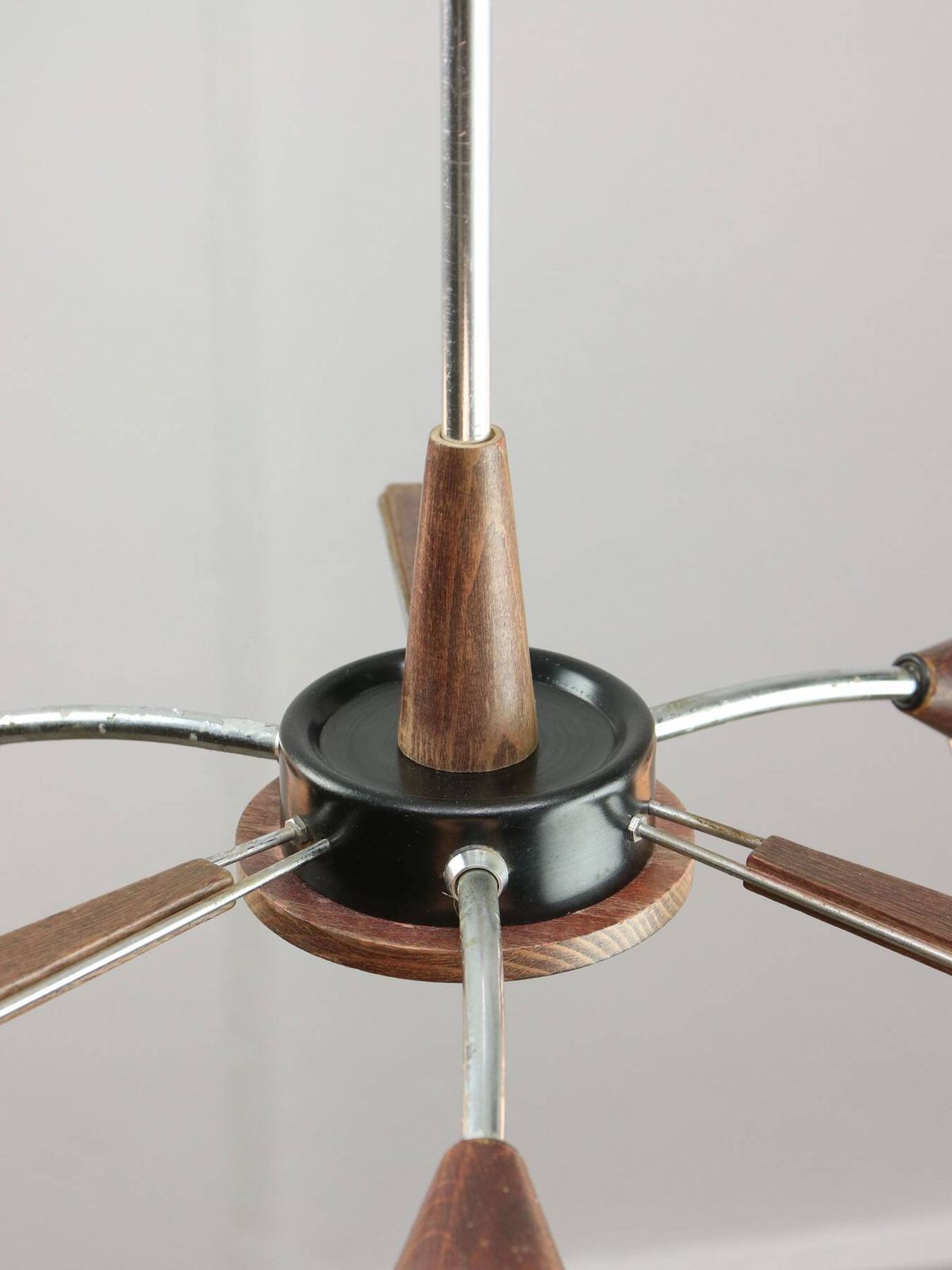 Mid Century Modern Italian Chrome And Opaline Chandelier photo Lighting