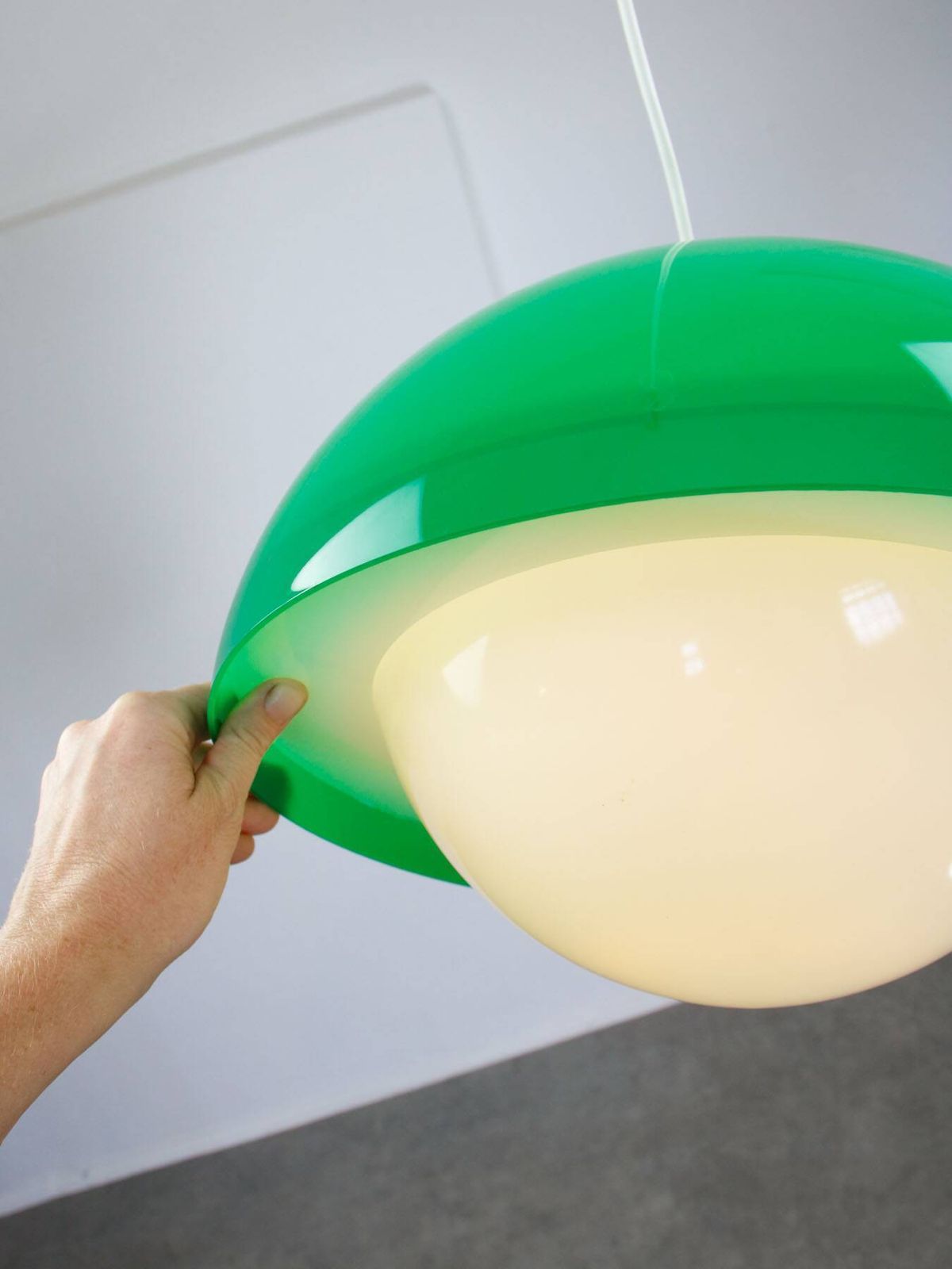 Lighting Italian Space Age Pendant In Brass And Acrylic Glass, 1970s photo