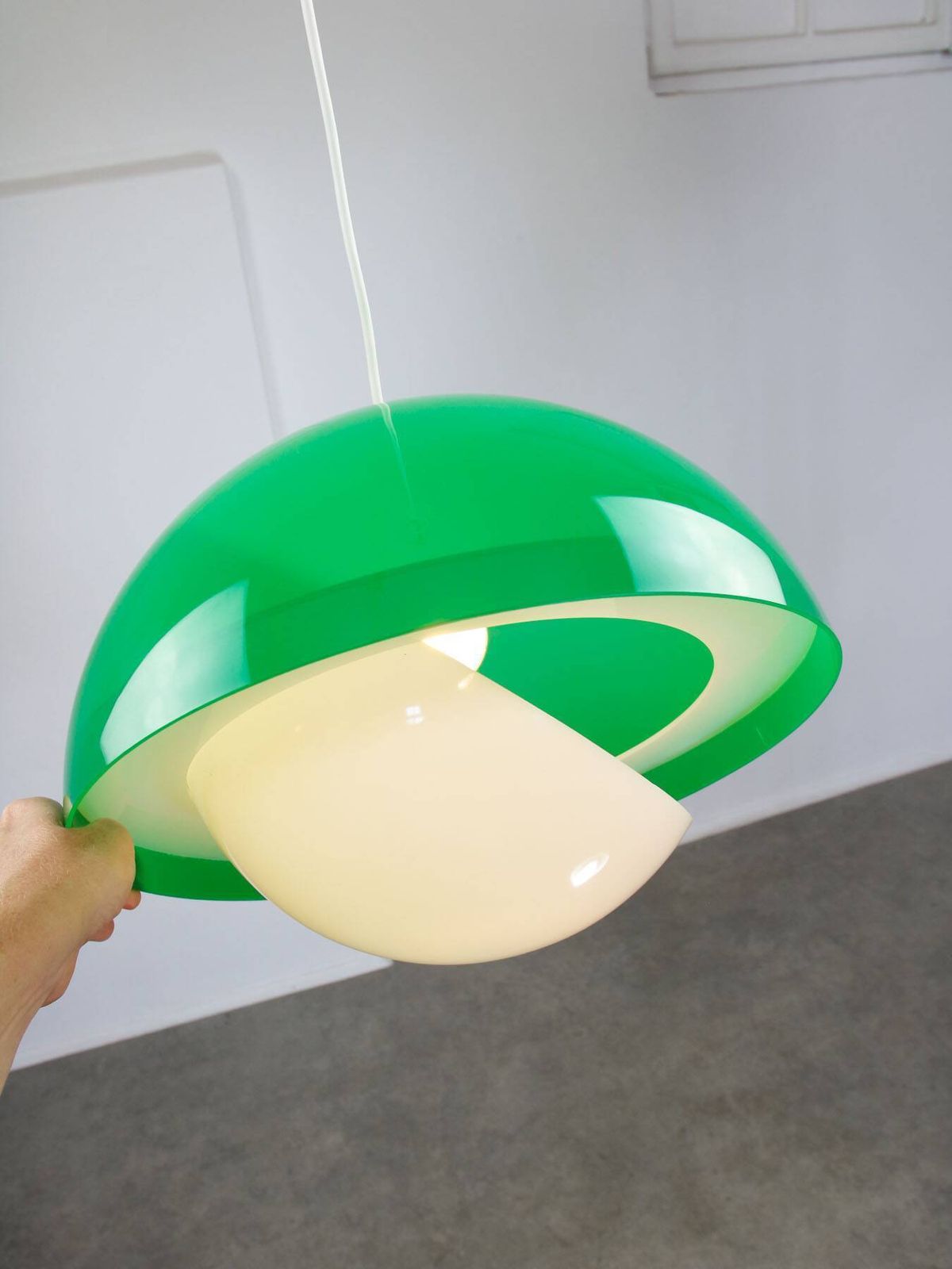 530.0 Italian Space Age Pendant In Brass And Acrylic Glass, 1970s photo