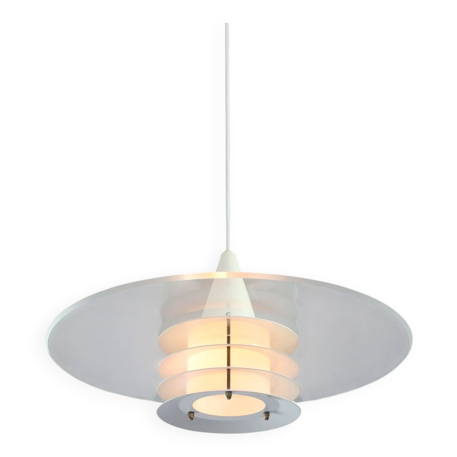 Scandinavian Duett Plexiglas And Metal Pendant Lamp From Landskrona Sweden