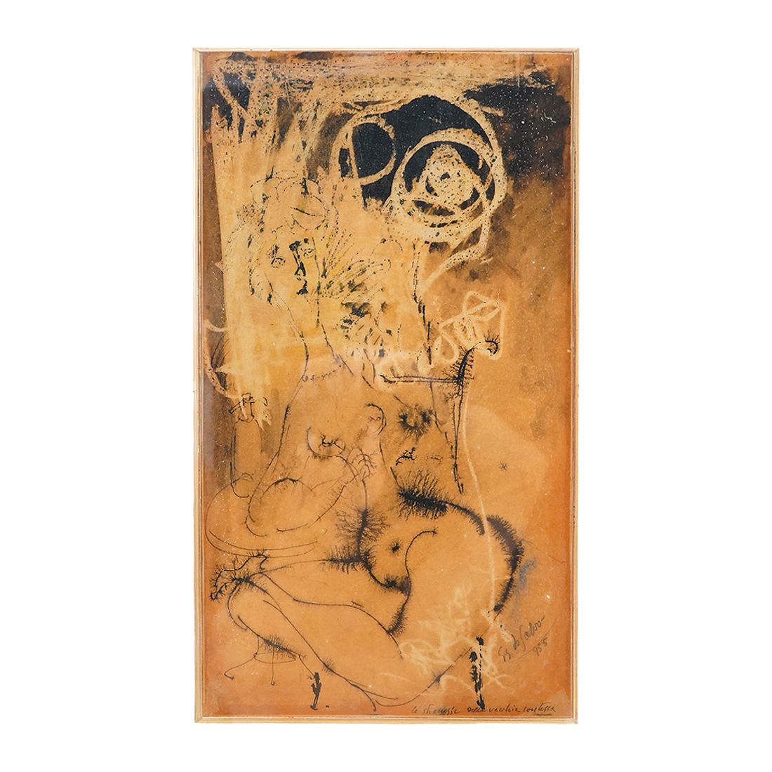 Giovanni Battista De Salvo, Ink On Masonite, 1950s photo Art