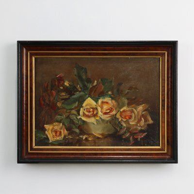French Artist, Still Life Of A Vase With Flowers, 1940s, Oil On Canvas, Framed