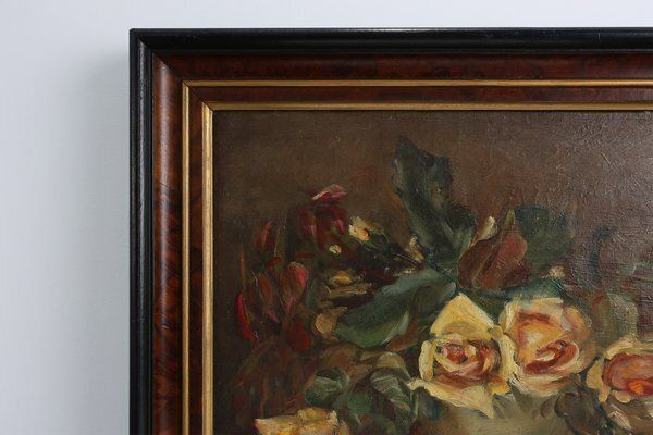 French Artist, Still Life Of A Vase With Flowers, 1940s, Oil On Canvas, Framed photo Art