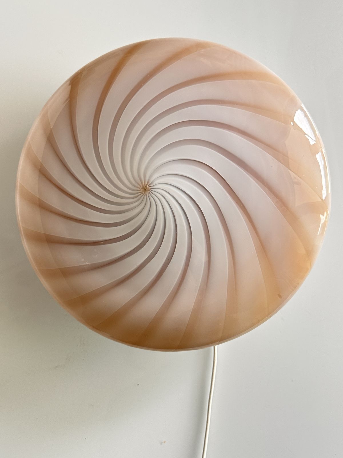 Contemporary Milky White And Beige Swirls Murano Glass Flush Mount Or Wall Sconce photo vintage