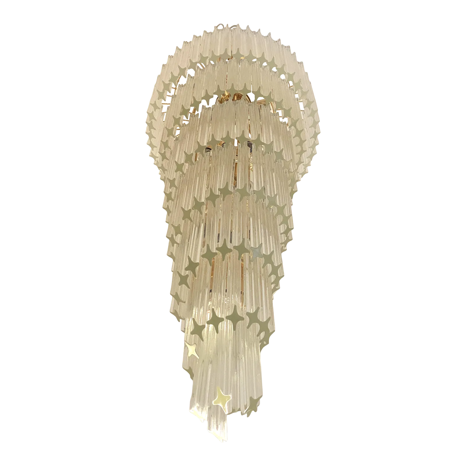 Murano Glass "Quadriedro" Twister Italian Gold Chandelier In Veninj Style