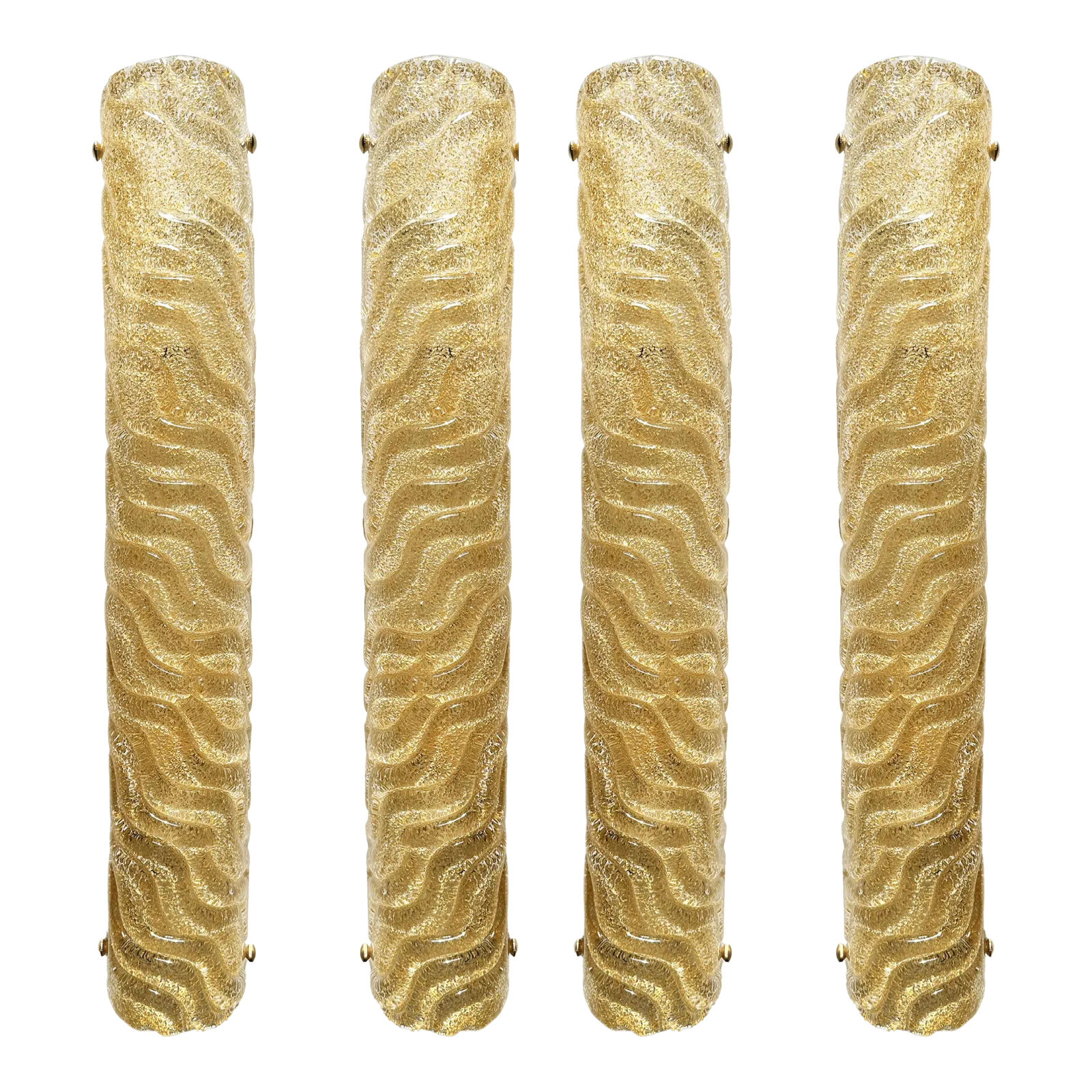 Set Of Four Venetian Gold “Graniglia” Murano Glass Wall Sconce