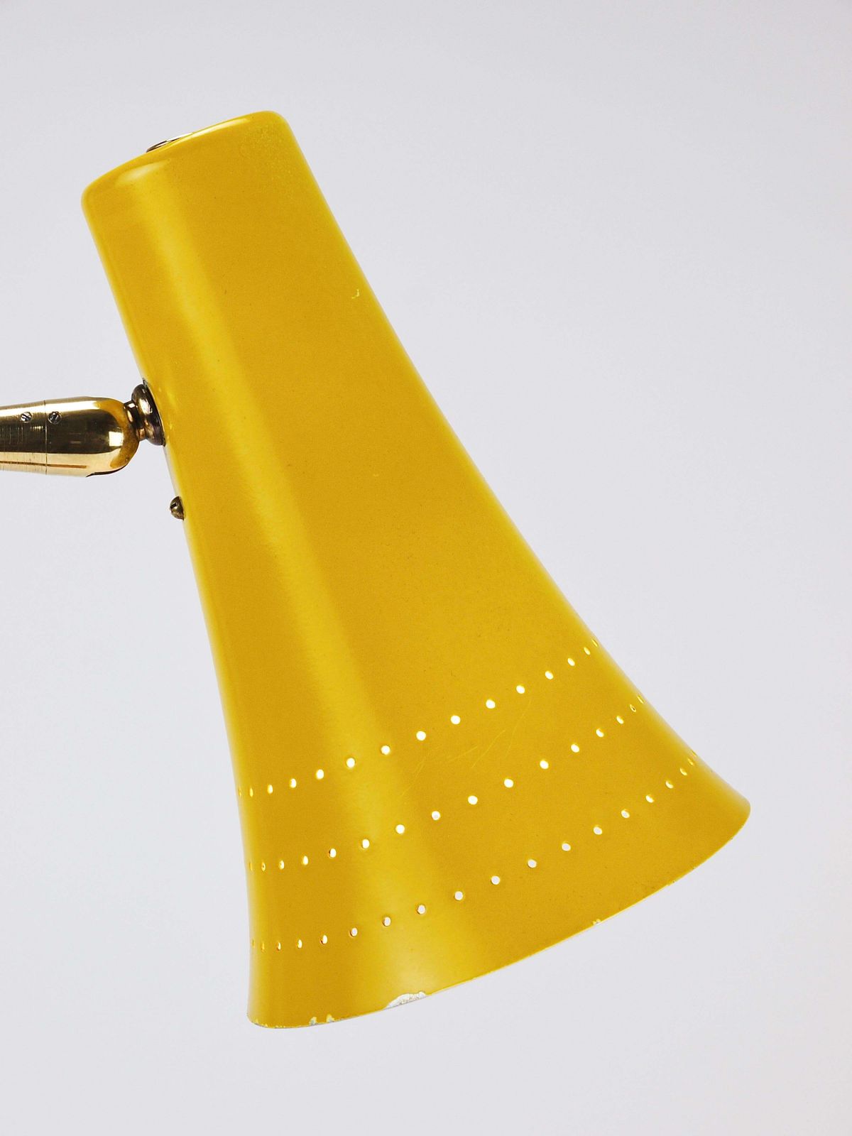 J.T. Kalmar Yellow Table Desk Side Lamp, Brass & Iron, Vienna, Austria, 1950s photo vinterior