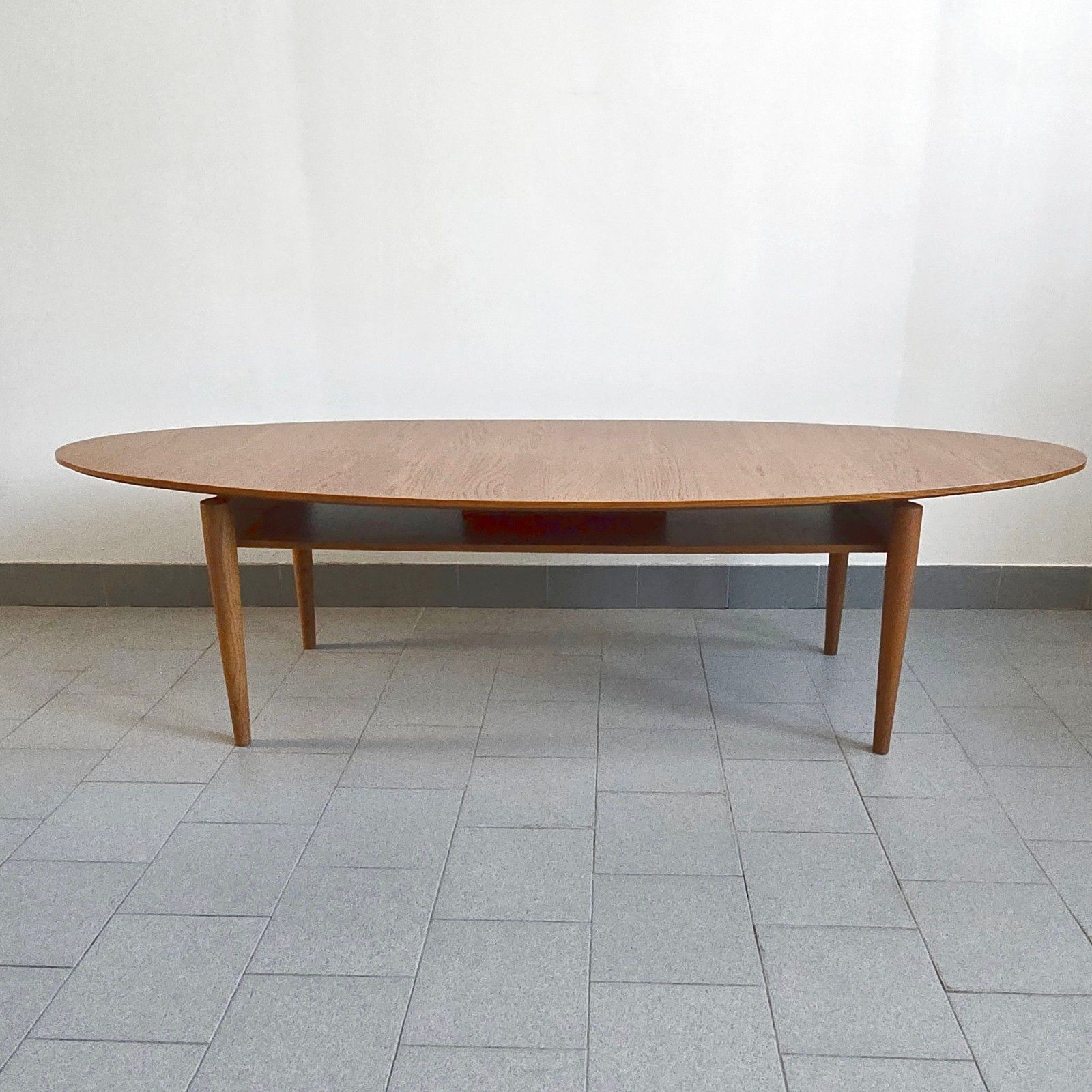 Vintage Scandinavian Surfboard Coffee Table 170cm Long Teak & Walnut 1990 photo 618.0