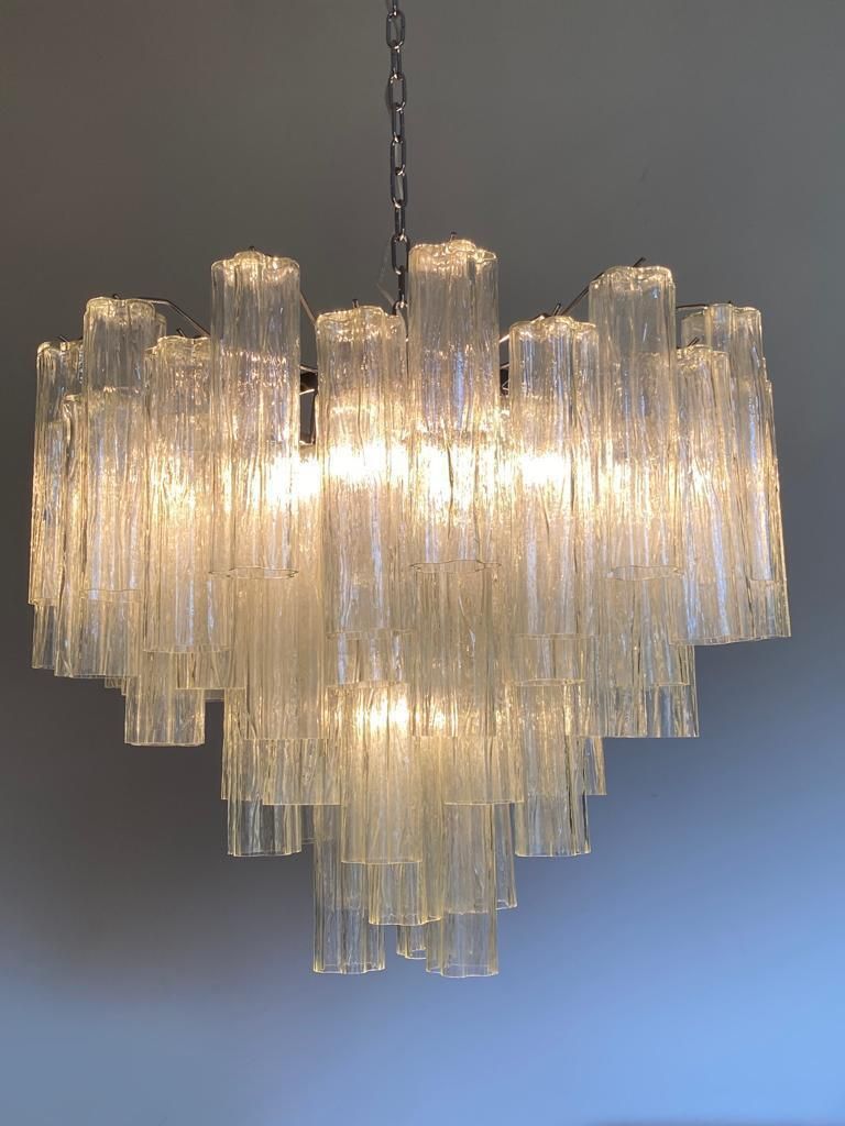 Contemporary Champagne "Tronchi" Murano Glass Chandelier In Venini Style photo for sale