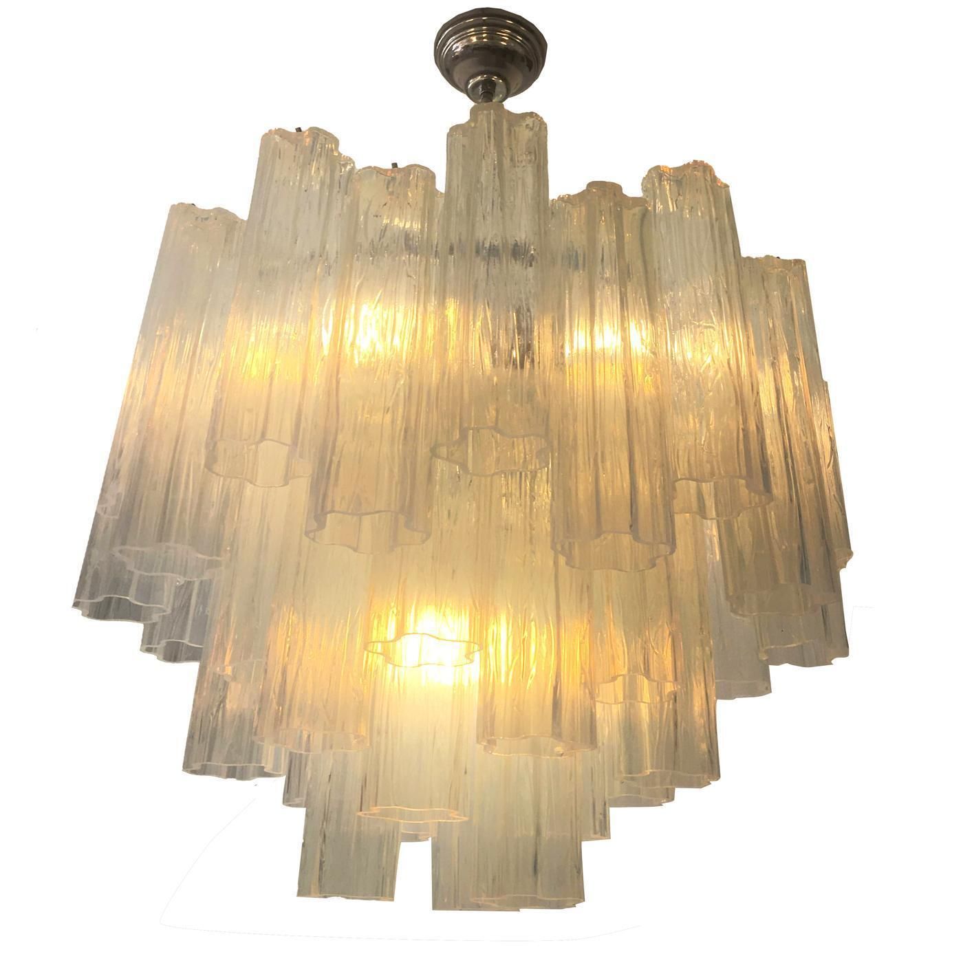 photo furniture Contemporary Opal “Tronchi” Murano Glass Chandelier In Venini Style