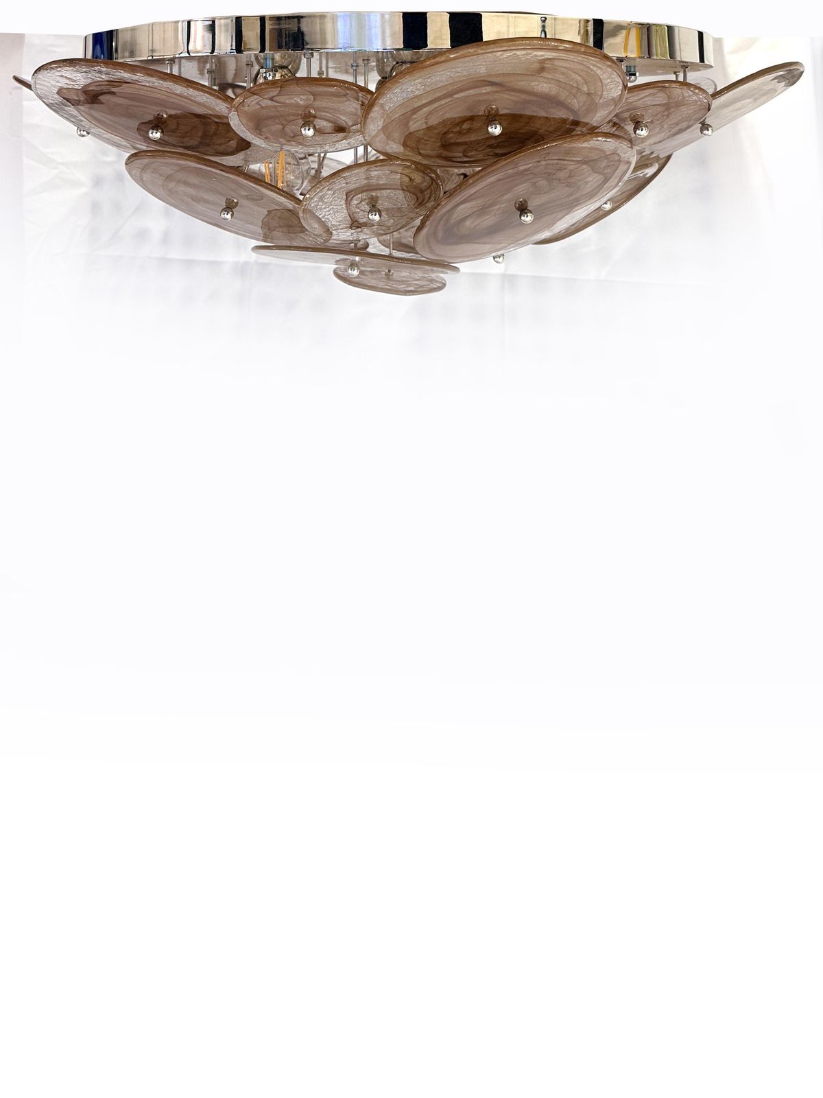 Contemporary Venied Brown Disks Murano Glass Style Flush Mount photo furniture