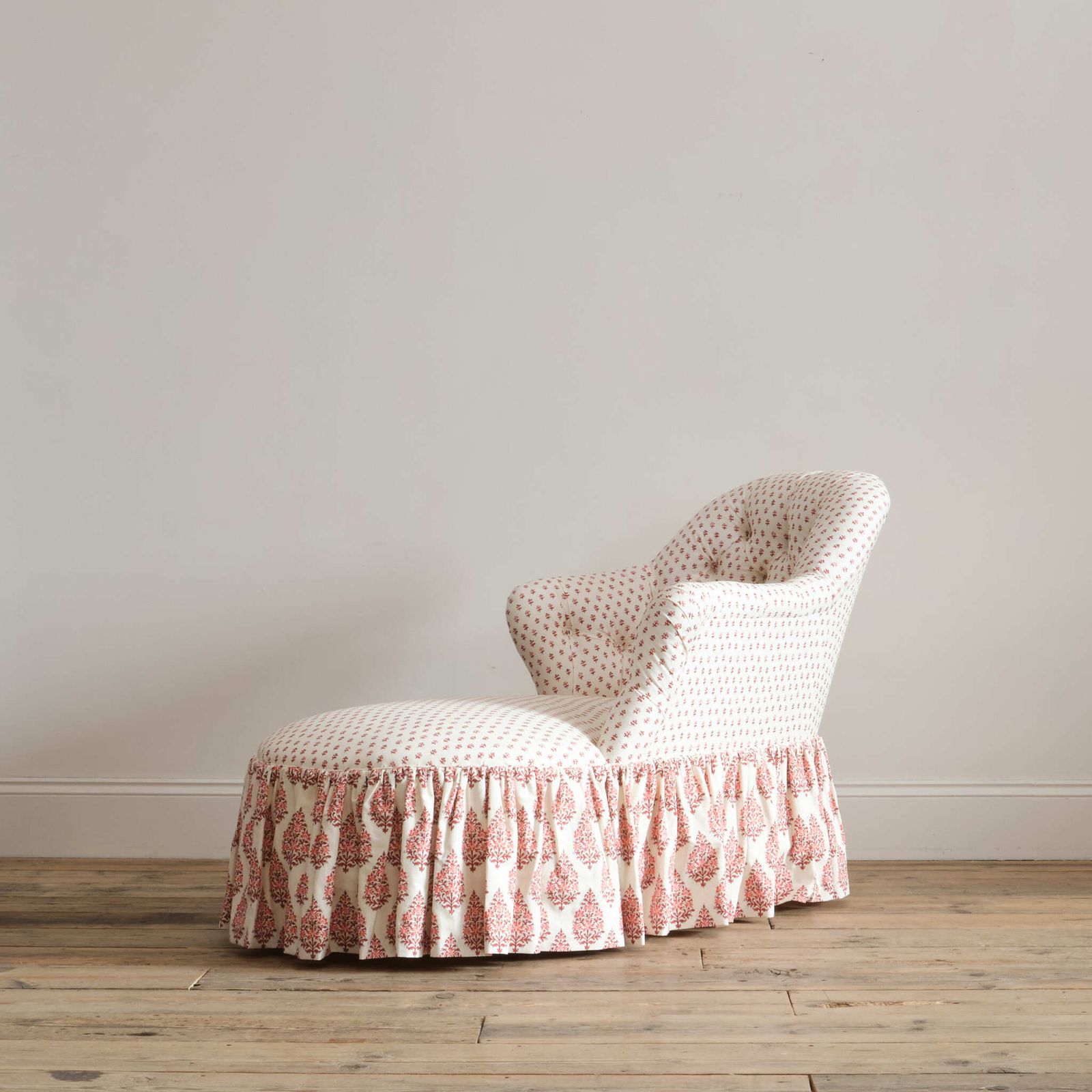 Mid 19th Century Chaise Longue In Titley & Marr Printed Cotton photo furniture