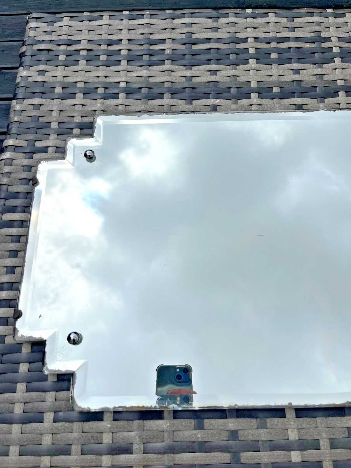 Antique 20's Art Deco Stepped Bevelled Bathroom Chrome Caps Mantel Wall Mirror photo buy