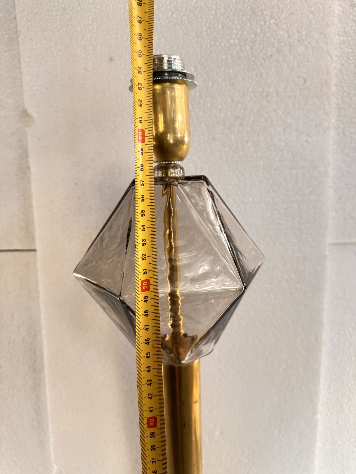 Set Of Two Contemporary Italian Fumè Murano Glass Table Lamps With Unlaquered Brass photo 3513.0