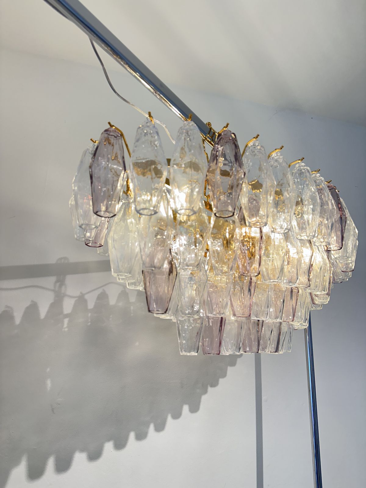 Contemporary Multicolored "Poliedri" Murano Glass Chandelier In Venini Style photo buy
