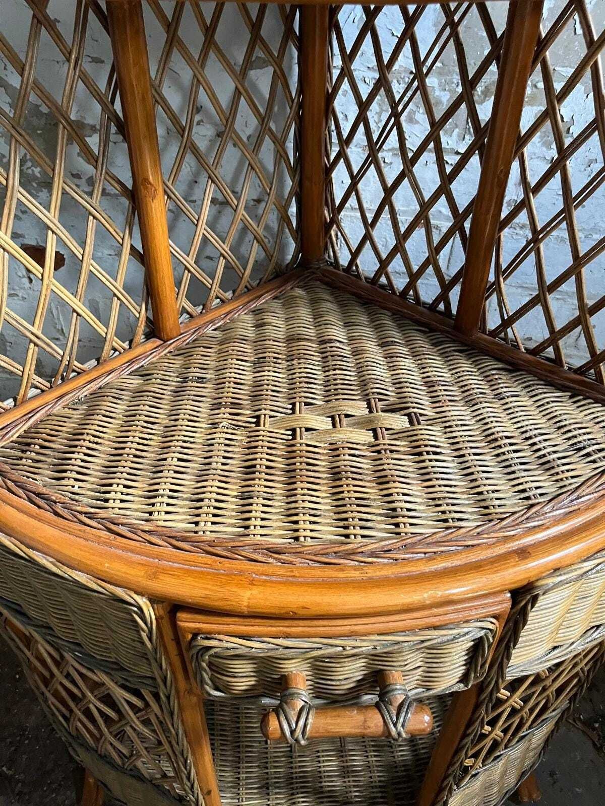 Vintage Wicker Corner Cabinet / Shelf Unit/ Storage / Shelving photo buy
