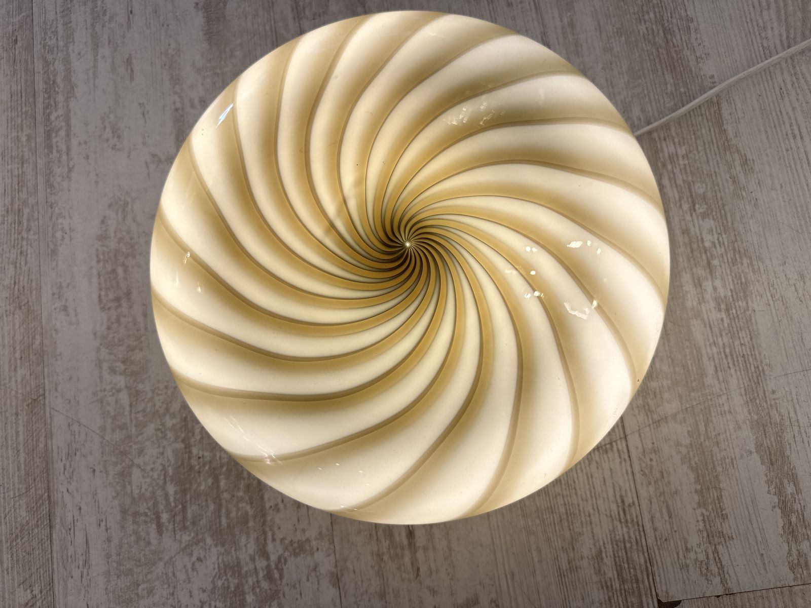 Contemporary Italian Milky White And Brown Swirls Murano Glass Flush Mount Or Wall Sconce photo Lighting