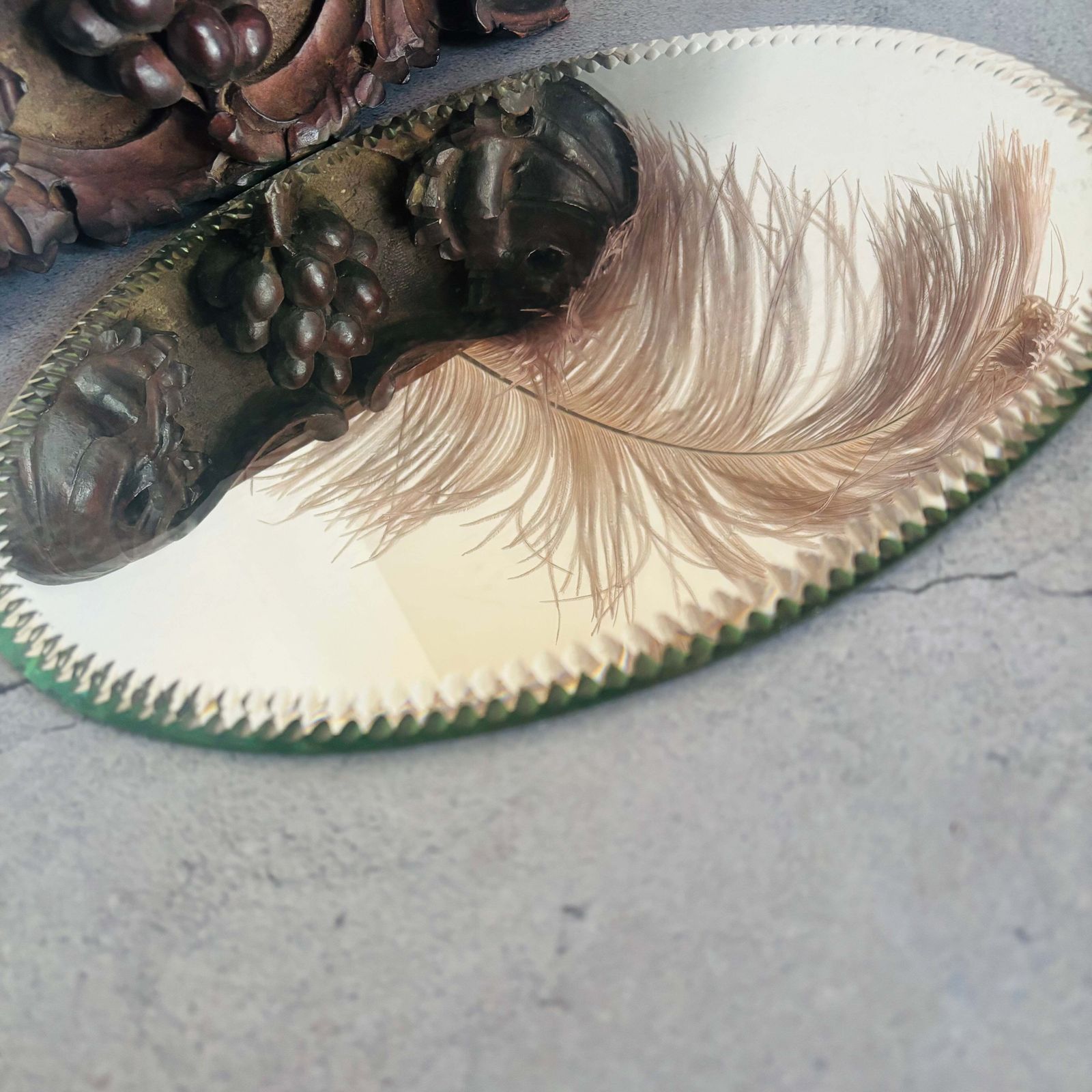 Antique Oval Shape Sorcerers Mirror photo furniture