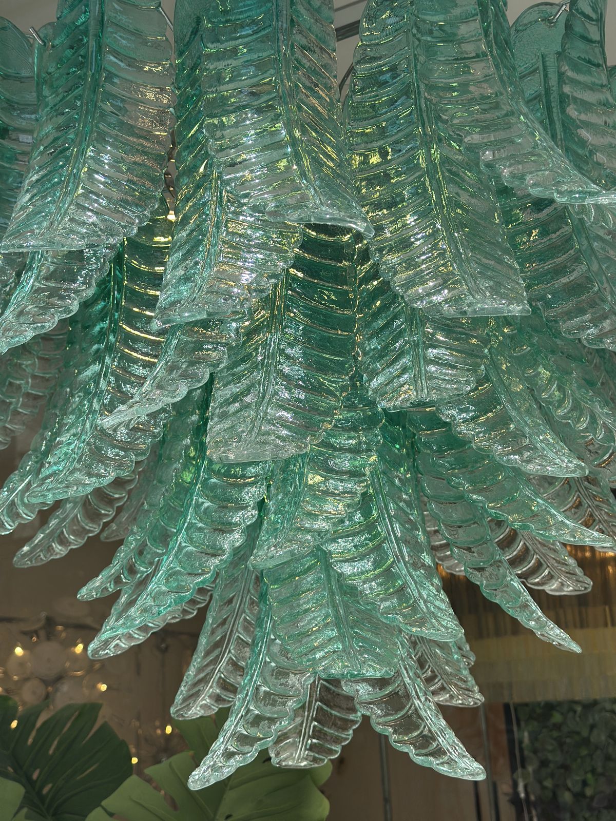 Contemporary Scenographic Green "Felci" Murano Glass Style Chandelier photo furniture