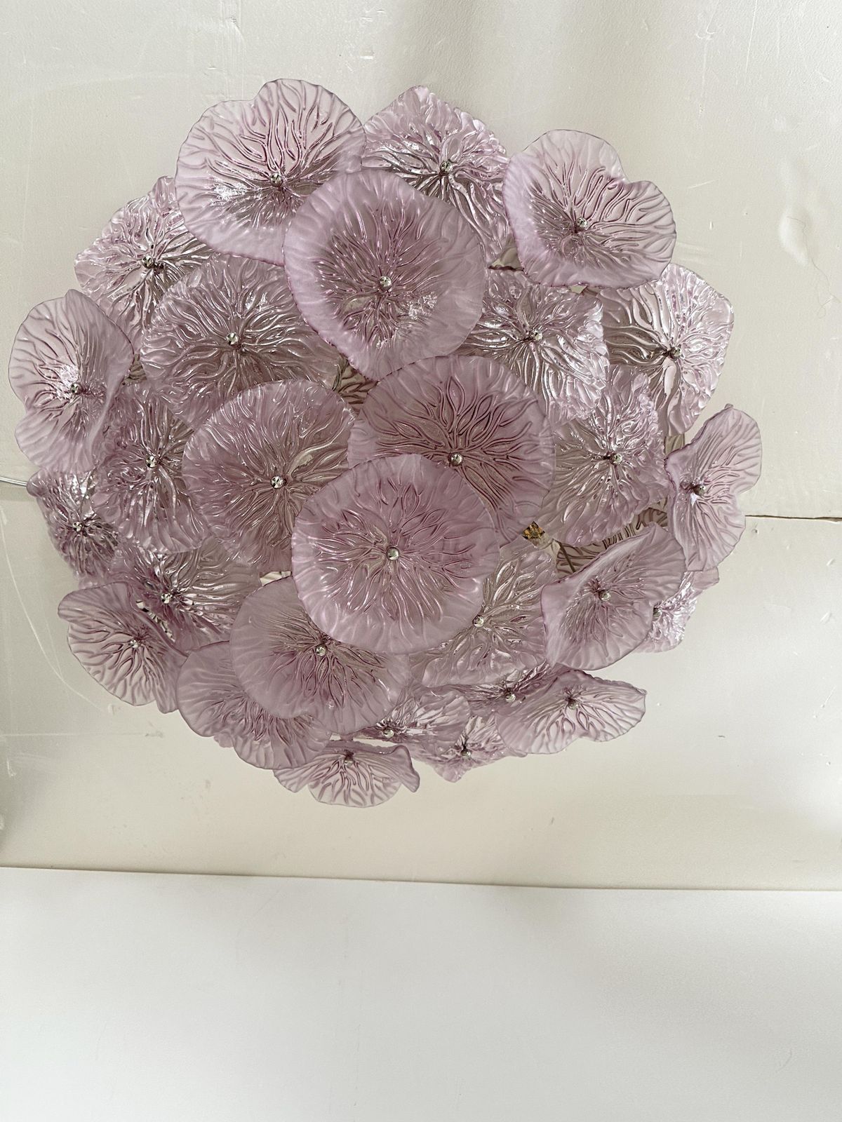 Contemporary Ametista Floral Murano Style Glass Flush Mount photo for sale