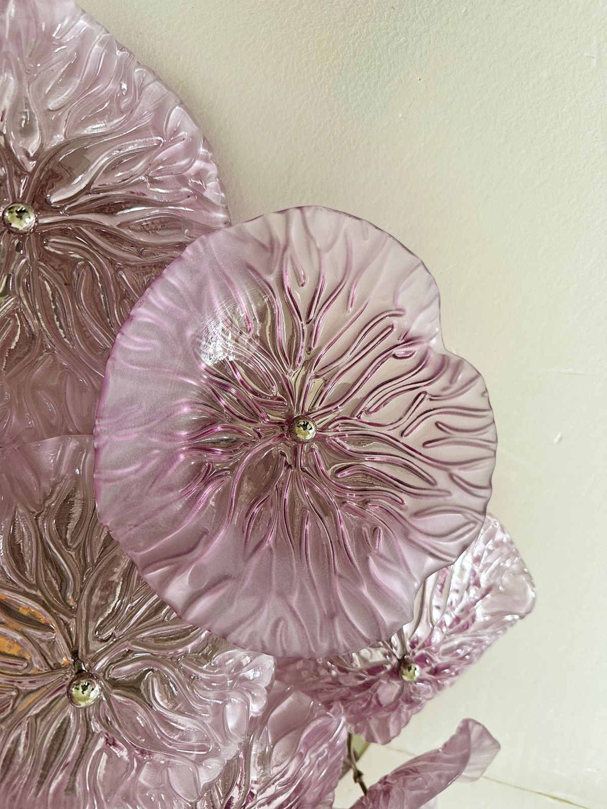 Contemporary Ametista Floral Murano Style Glass Flush Mount photo buy