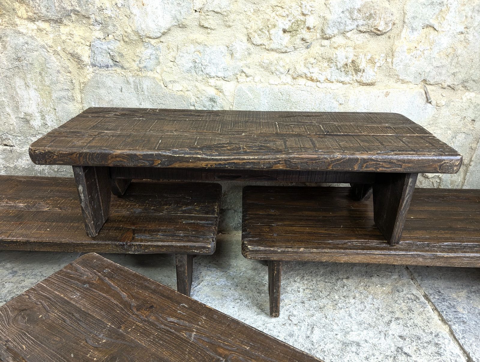 4 X Retail Rustic Display Table Risers   Wood   Childrens Benches Monitor Stands photo vintage