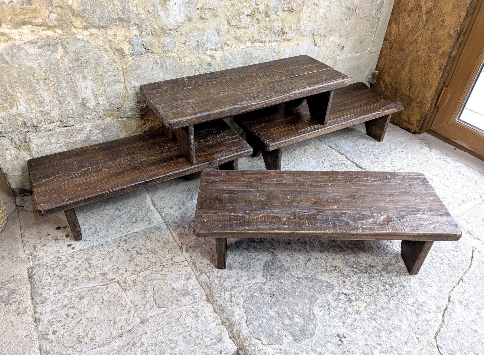 photo furniture 4 X Retail Rustic Display Table Risers   Wood   Childrens Benches Monitor Stands