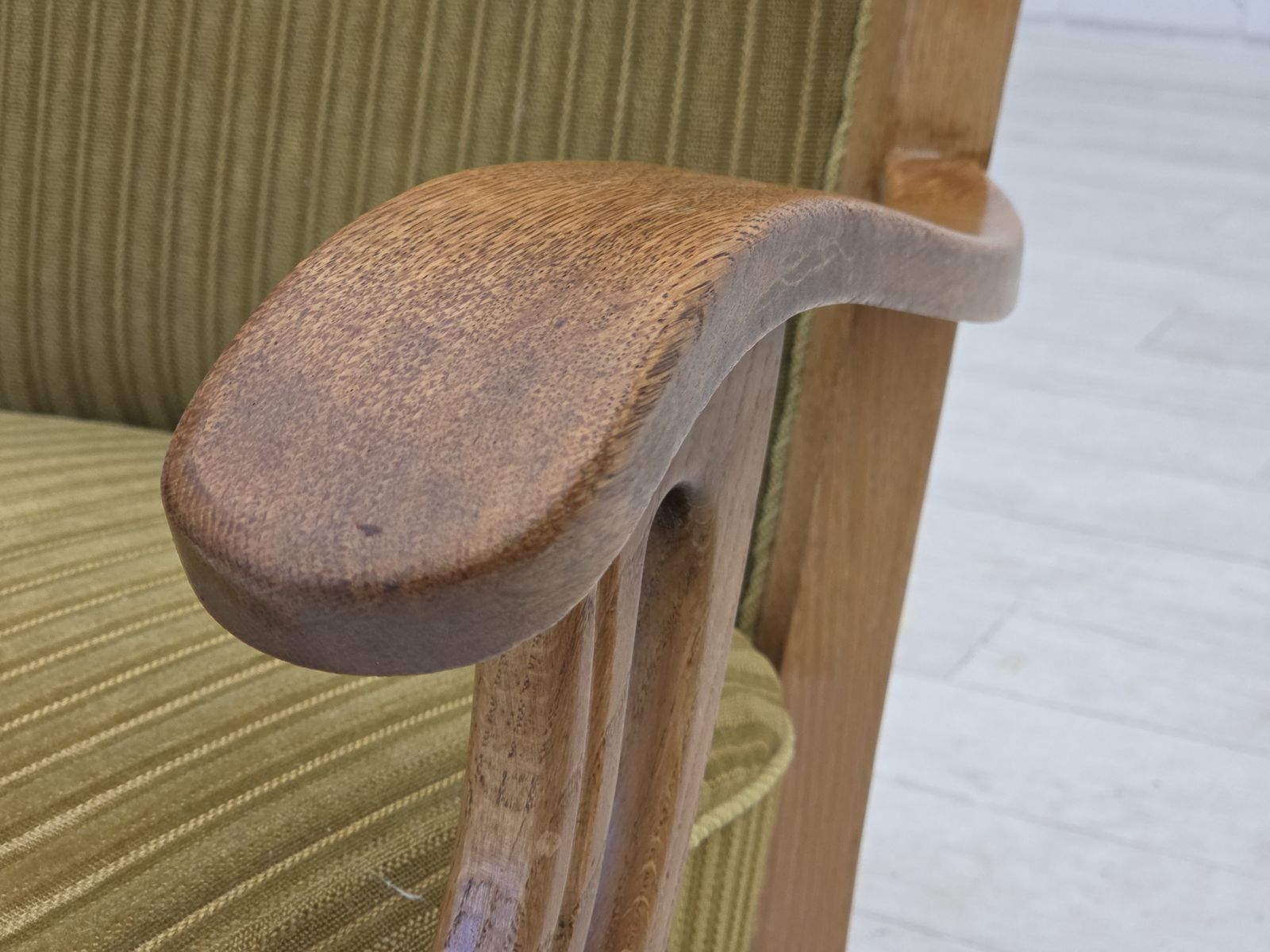 1970s, Scandinavian Armchair, Cotton/Wool Fabric, Solid Oak Wood, Original Condition. photo furniture