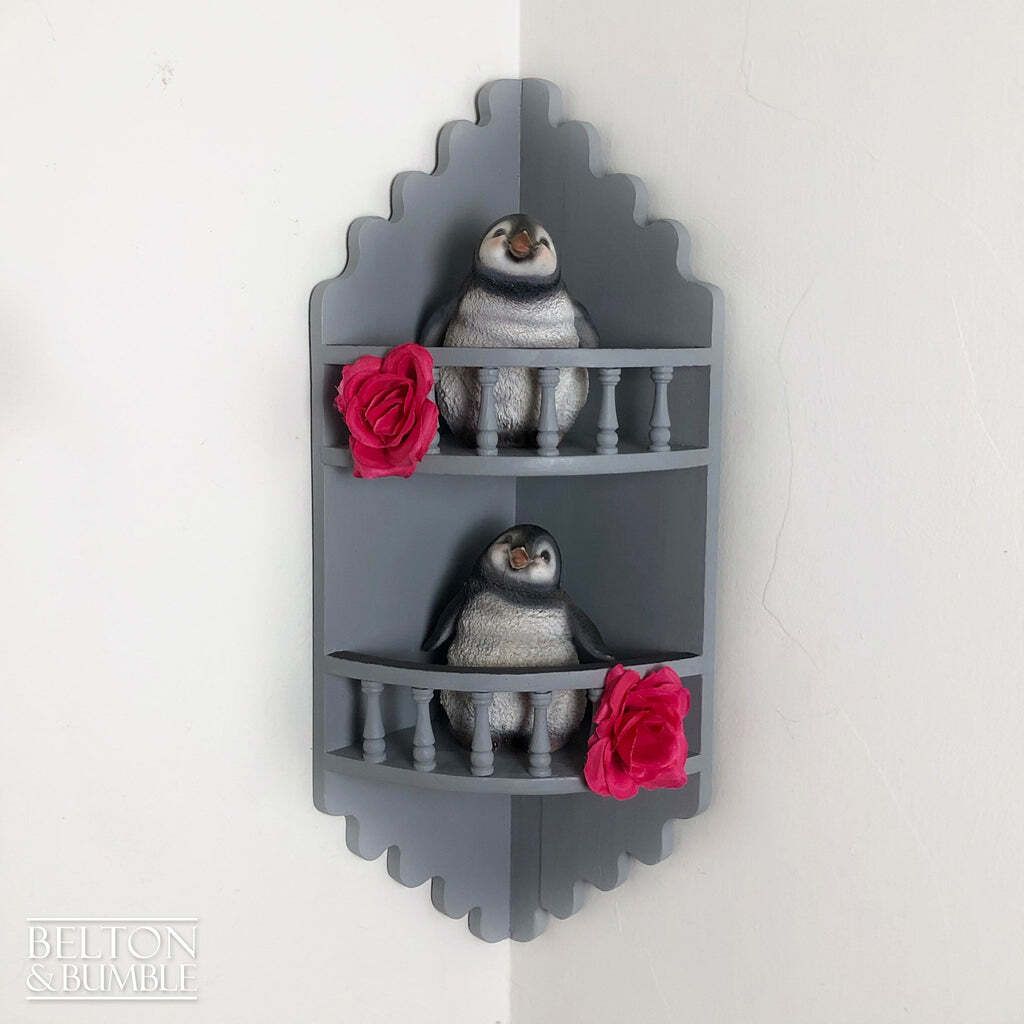 Rustic Decorative Corner Shelving In Grey