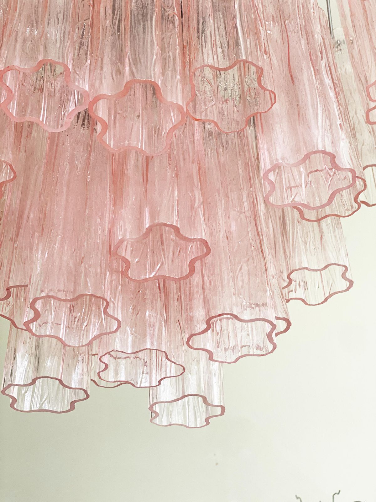 Contemporary Pink "Tronchi" Murano Glass Chandelier photo Lighting