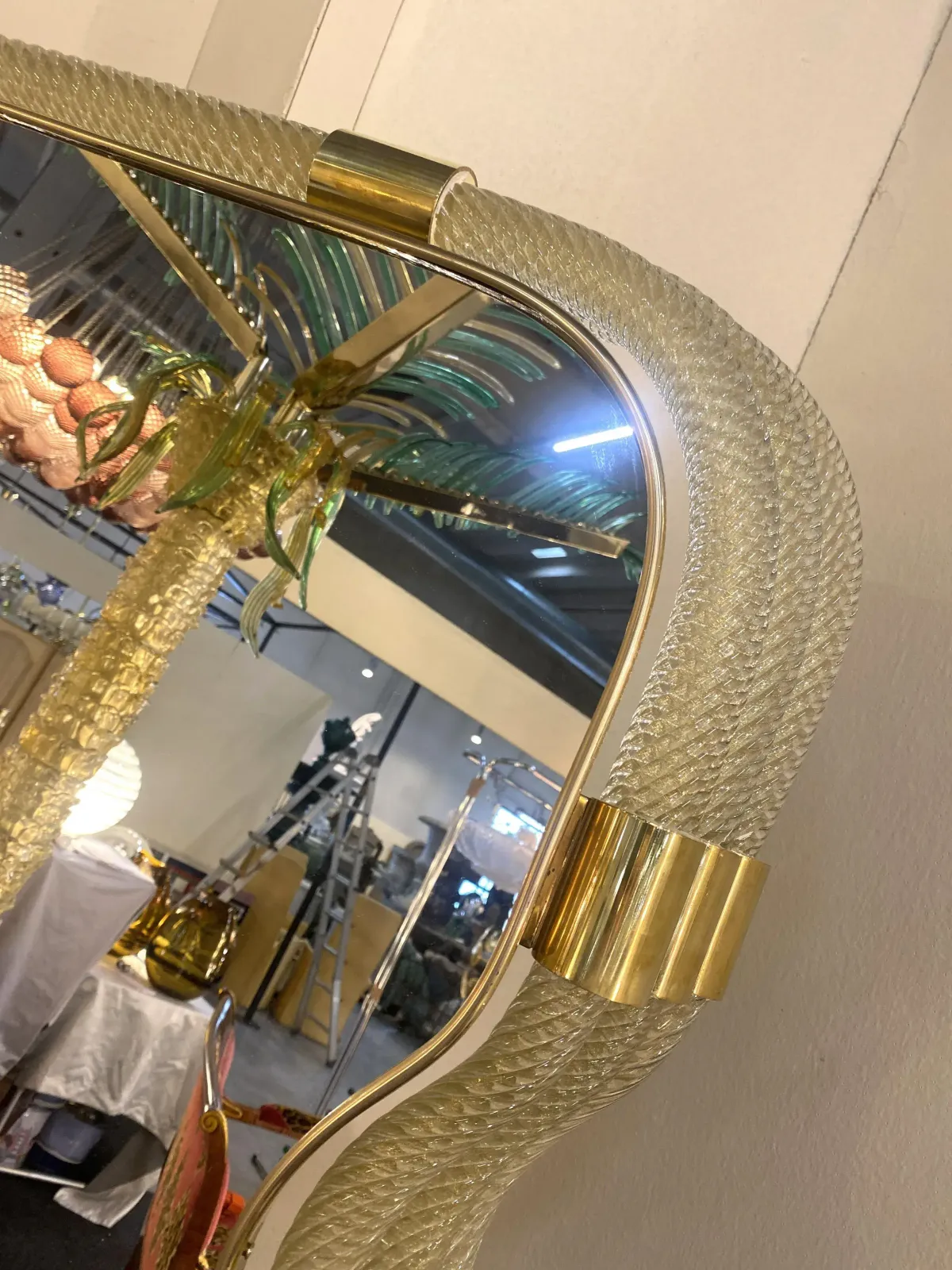 Contemporary "Torciglione Torchon" Murano Glass Wall Mirror photo Home Decor