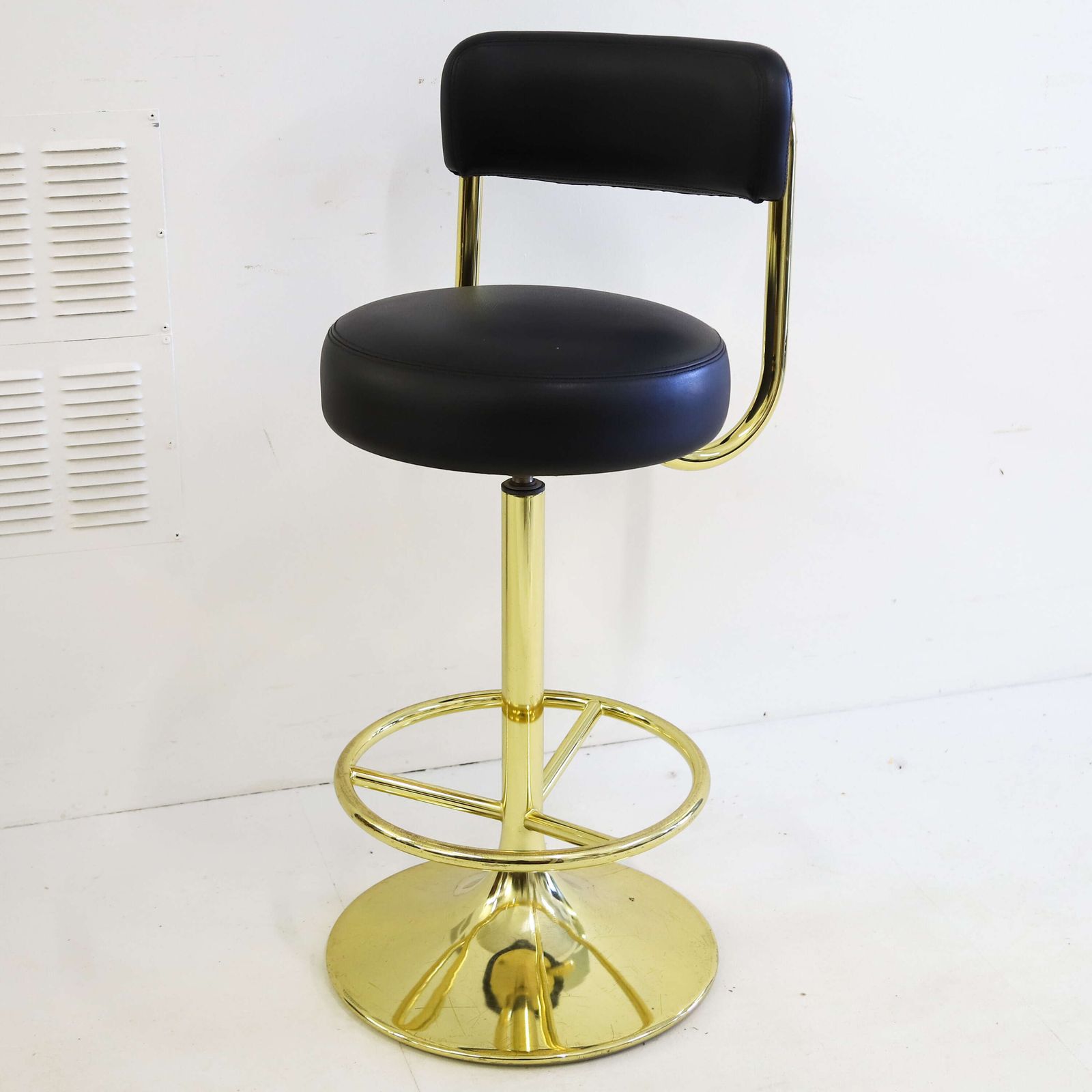 Gold Plated Swivel Bar Stool By Börje Johanson   1960s Scandinavian Design Classic photo furniture