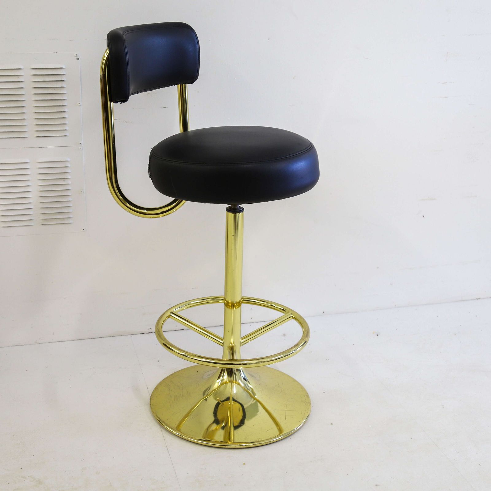 Gold Plated Swivel Bar Stool By Börje Johanson   1960s Scandinavian Design Classic photo vinterior